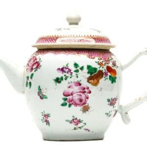 Chinese Porcelain Teapot Cover Famille Rose Gilt Flower Rim Qianlong Qing 18th C