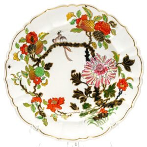 English Ironstone Masons Famille Rose Plate Chinoiseries Wood Pigeon Mark C 1820