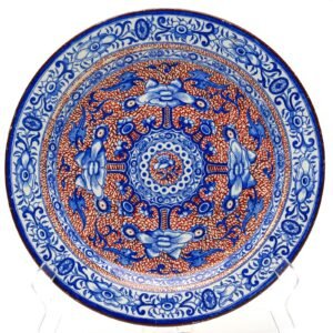 English Spode Ironstone Plate Chinoiseries Iron Red Blue Cross Regency 1820