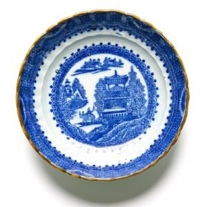 English Saucer Porcelain Spode Blue White Broseley British Staffordshire c. 1820