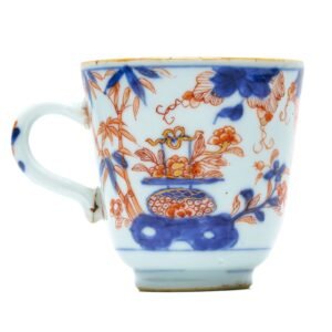 Chinese Porcelain Wine Cup Imari Gilt Peony Flower Basket Bamboo Qing Kangxi 18C