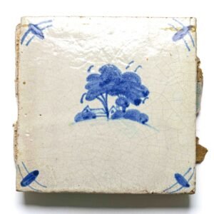 English Millwall Pottery Tile Blue Scene London Circa 1910 Ceramic 15 x 15cm