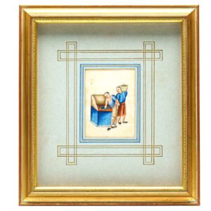 Chinese Watercolor Painting Pith Paper Workers Framed Gilt Glassed Qing 19th C